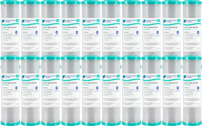 BULK 20x Carbon Block Water Filters 5 Micron 10" x 2.5" 100% Coconut Carbon (GT4-7CTO x20)