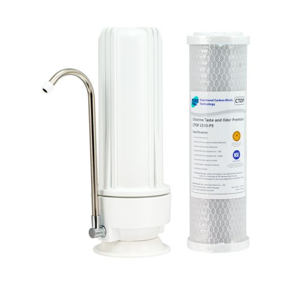 HPF Benchtop Water Filter System 0.5 Micron Premium Carbon Filters H1-100CTOP
