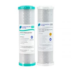 Replacement Water Filter Cartridges Dual Coconut Carbon Block for the GT1-3MK High Flow Undersink System | 10" x 2.5" (GT4-6CTO + GT4-4CTOP)
