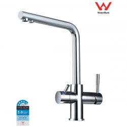 Silver/Chrome Modern L-Shaped 3 Way Drinking Water Kitchen Faucet Mixer Tap | 5-Star Efficient Water Rating | Watermark Certified | Filter Systems Australia